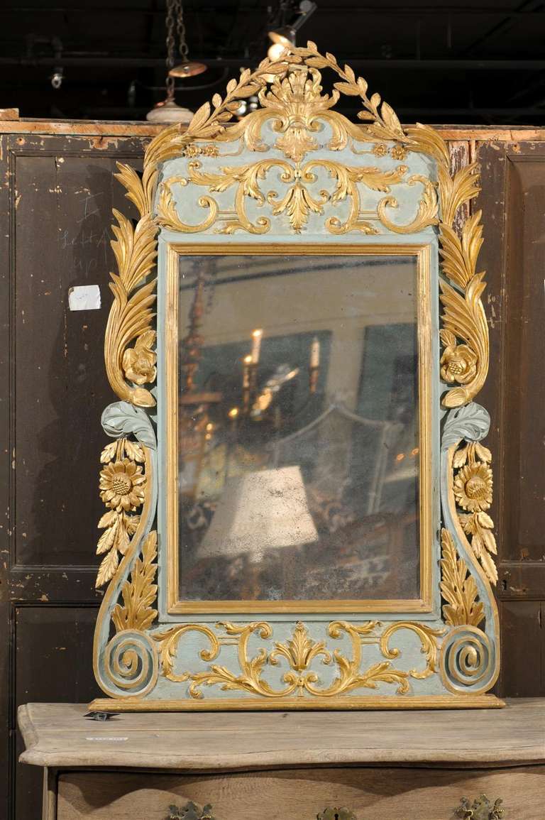 Italian Gilt & Painted Mirror