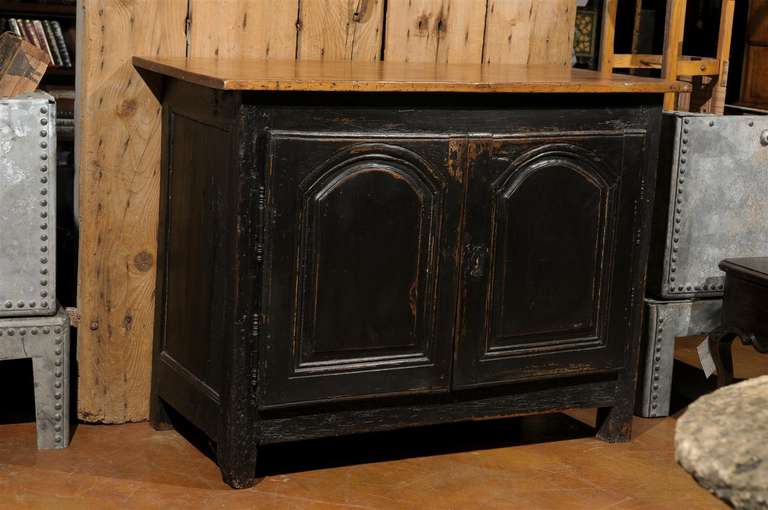 Petite buffet with black paint and waxed top.