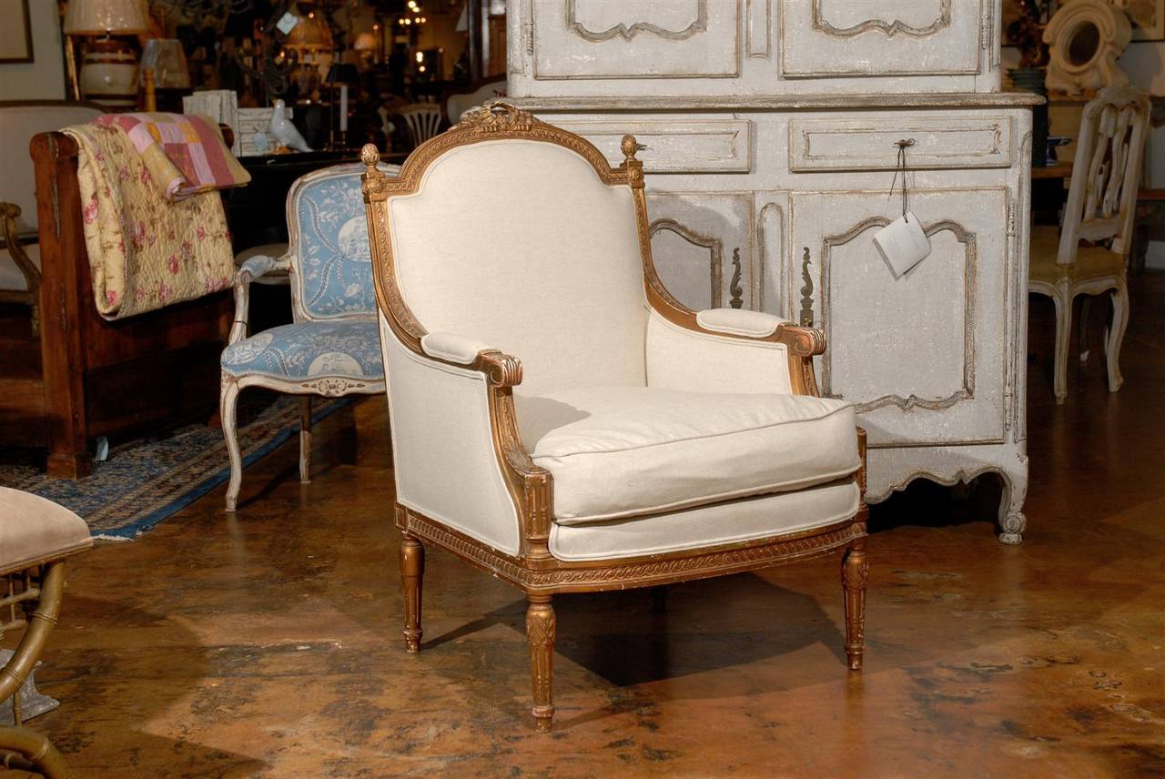 Pair of French gilded bergeres.