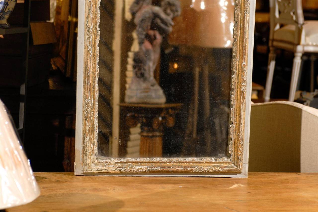 Early 18th Century French Giltwood and Paint Decorated Trumeau Mirror 5