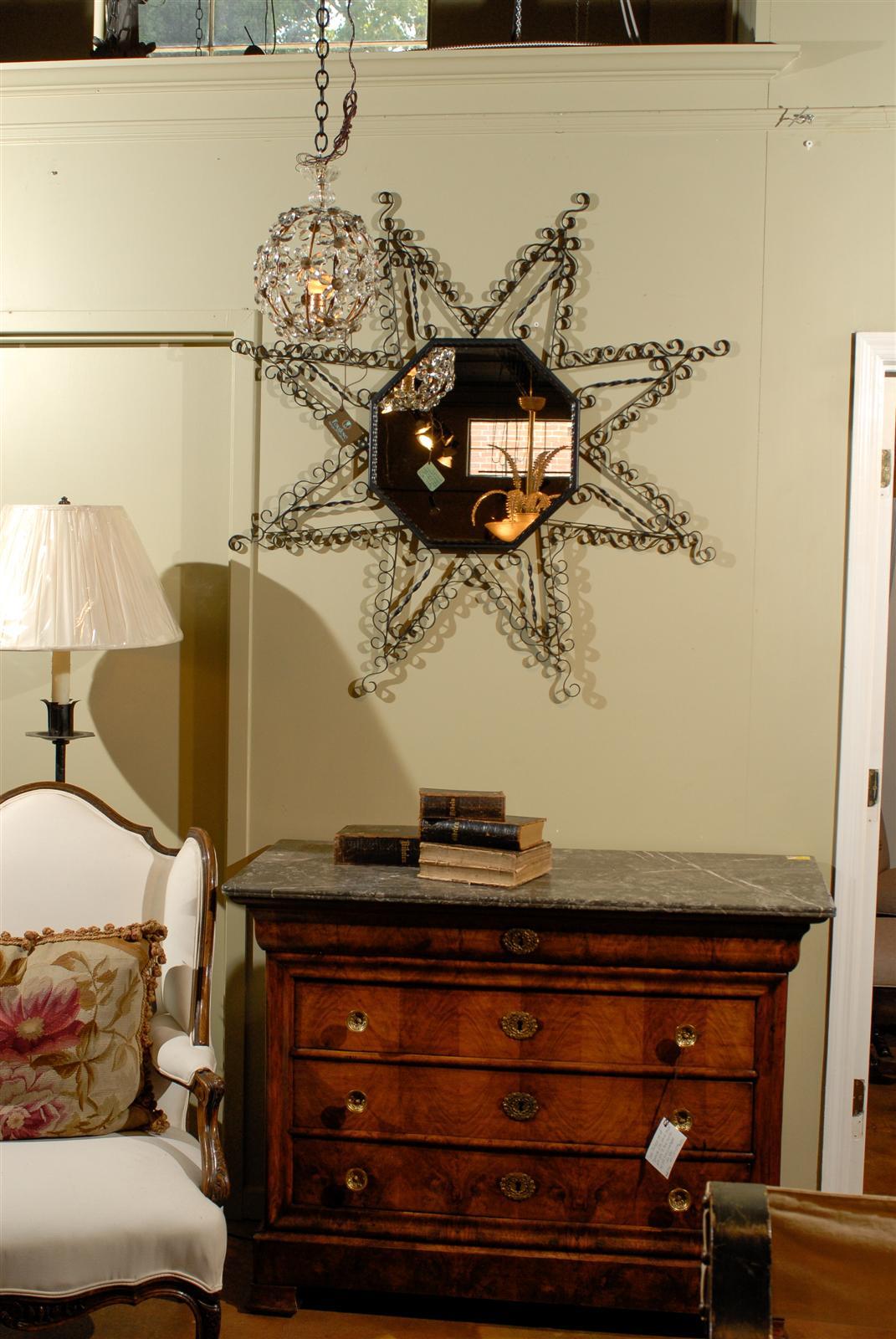 Vintage French Metal Star-Form Mirror In Excellent Condition In Atlanta, GA