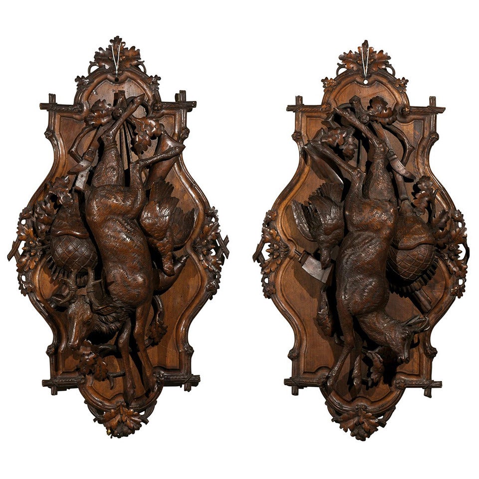 Stunning Pair of Black Forest Plaques