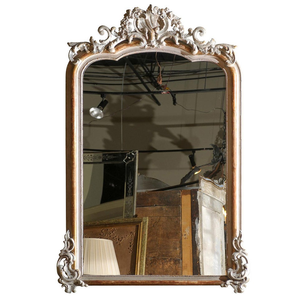 French Painted and Carved Framed Mirror