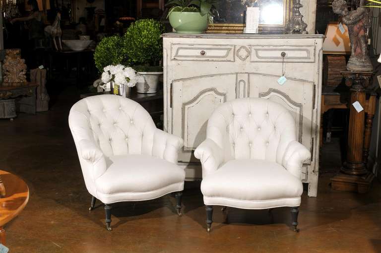English Pair of Tufted Chairs