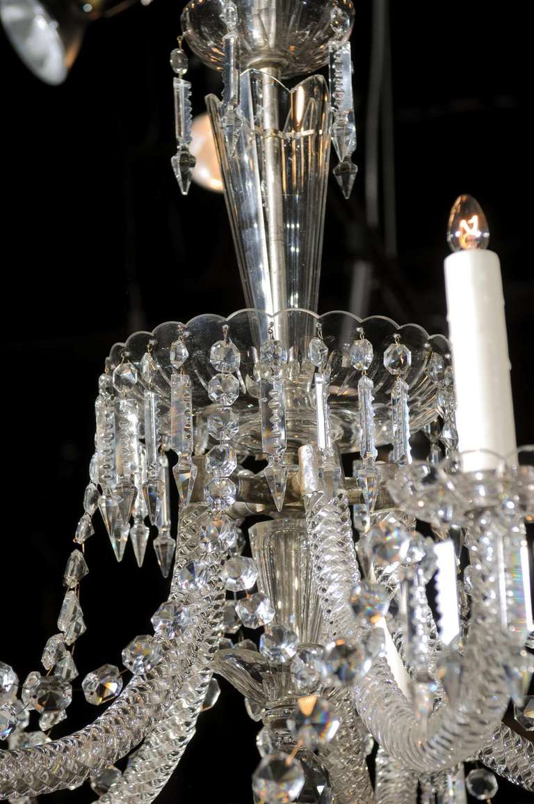 Five-Light Belgian Crystal Fountain-Like Chandelier from the 19th Century For Sale 1