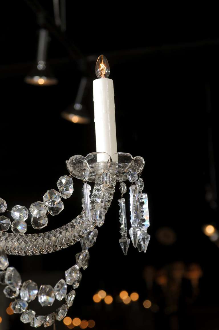 Five-Light Belgian Crystal Fountain-Like Chandelier from the 19th Century For Sale 2