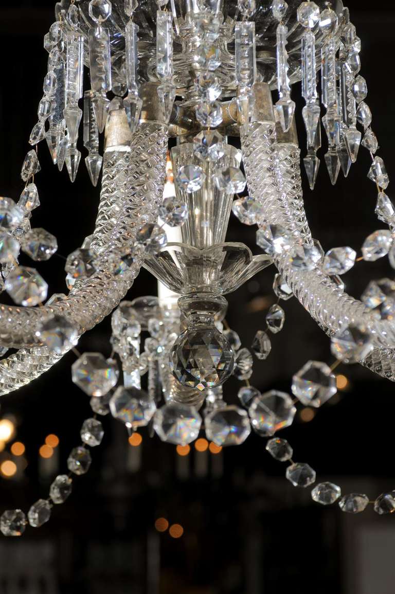 Five-Light Belgian Crystal Fountain-Like Chandelier from the 19th Century For Sale 3