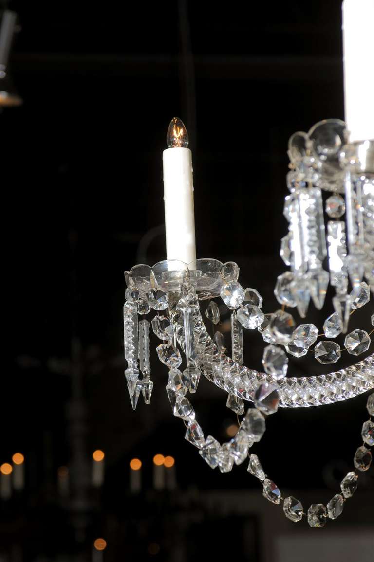 Five-Light Belgian Crystal Fountain-Like Chandelier from the 19th Century For Sale 4