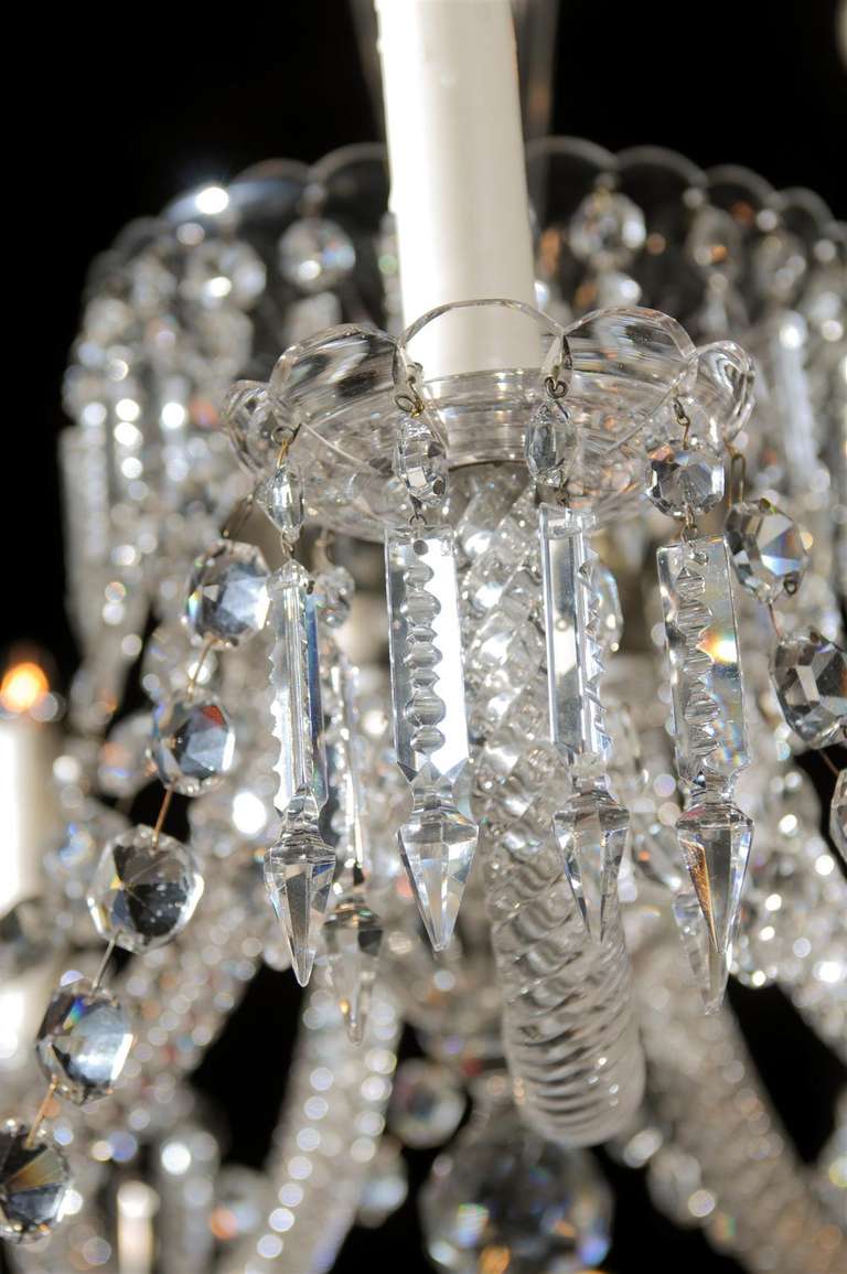 Five-Light Belgian Crystal Fountain-Like Chandelier from the 19th Century For Sale 5