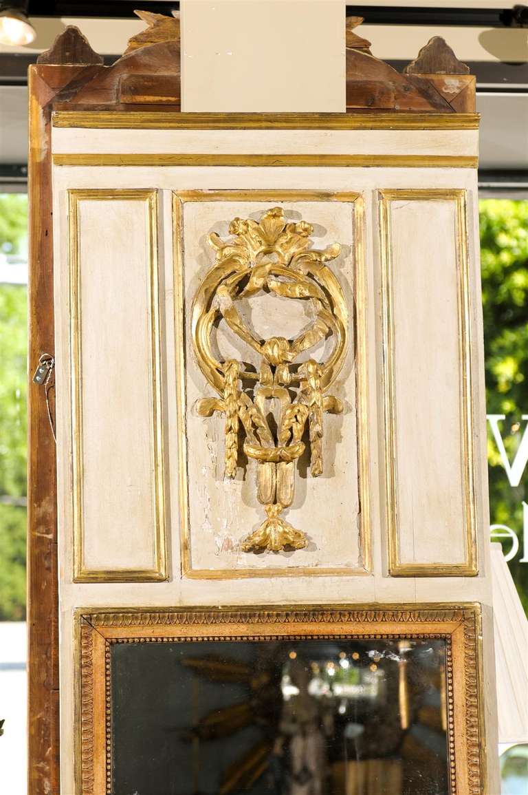 Painted Trumeau with Gilt Carved Relief and Original Glass 1