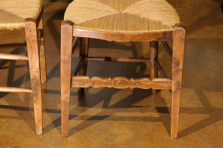Carved Splat Side Chairs with Rush Seats 1