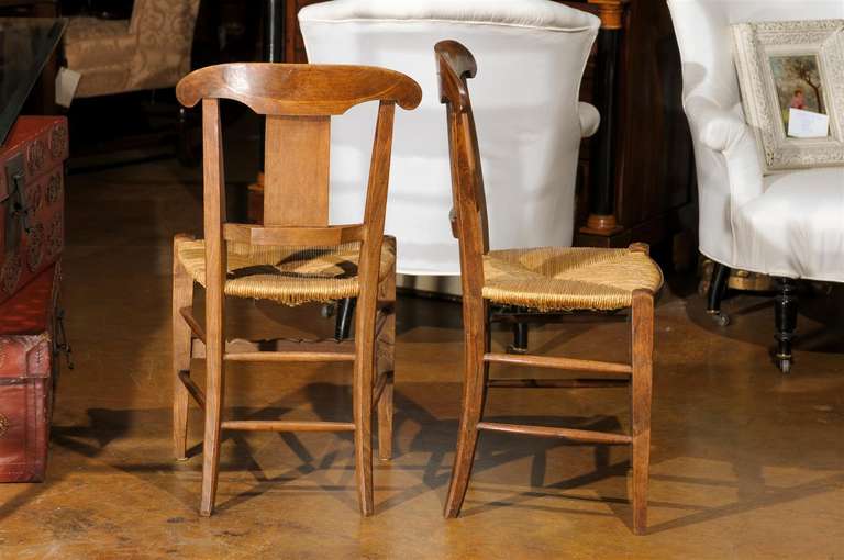 Carved Splat Side Chairs with Rush Seats 3