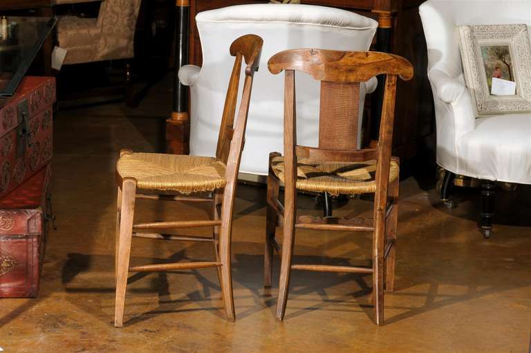 Carved Splat Side Chairs with Rush Seats 4