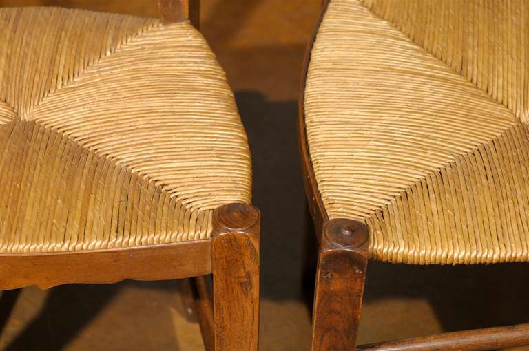 Carved Splat Side Chairs with Rush Seats 7