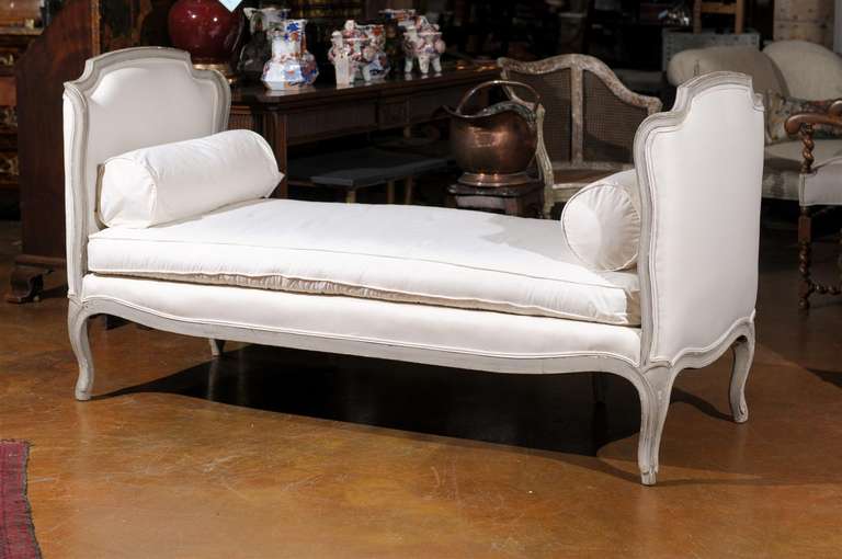 French Louis XV Revival Grey Painted Daybed