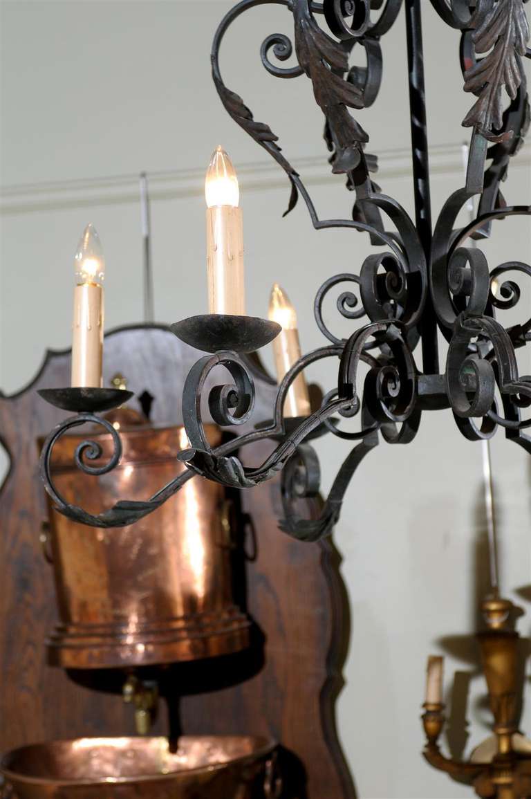20th Century Six Light French Iron Chandelier