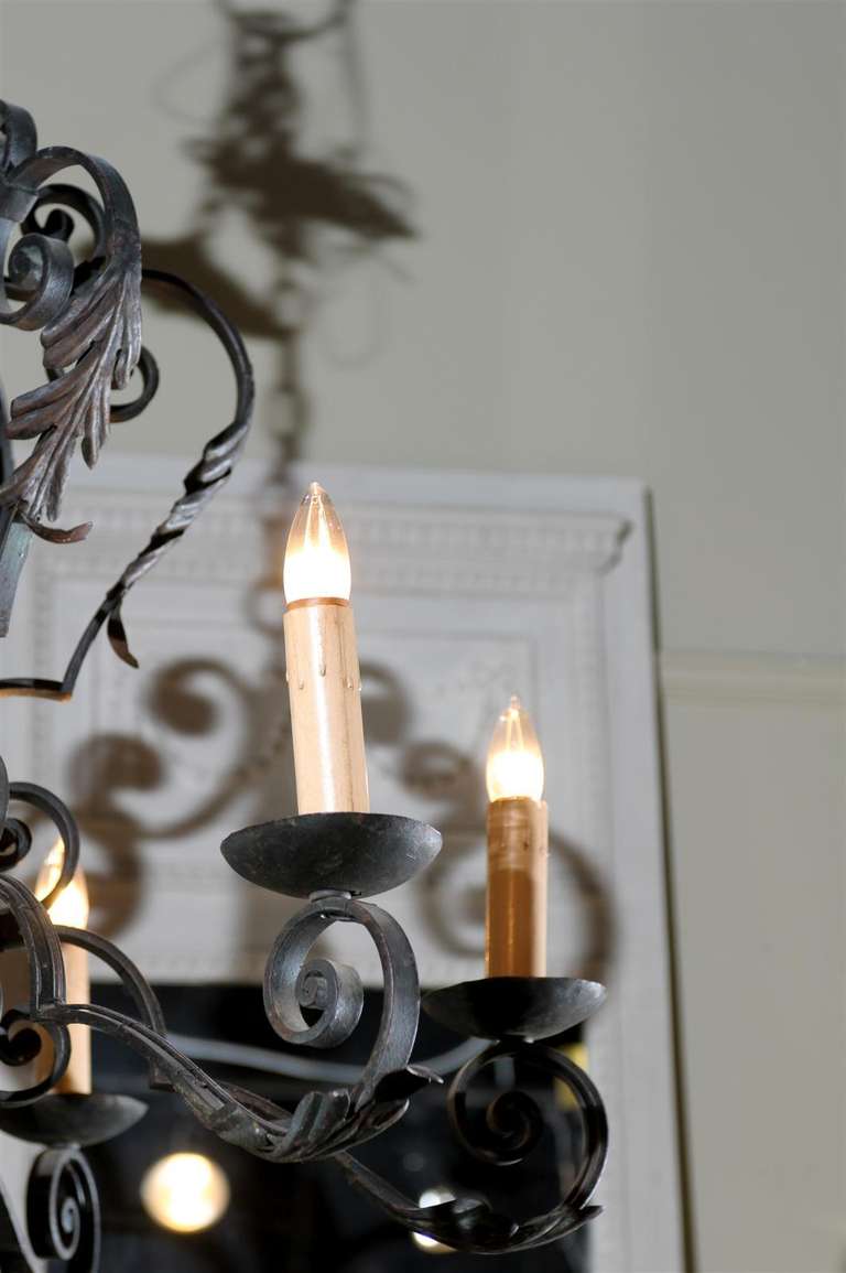 Six Light French Iron Chandelier 1