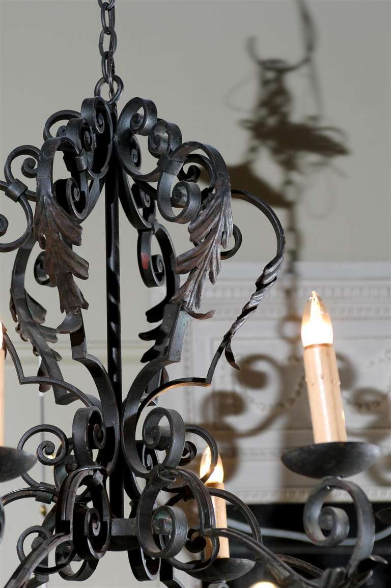 Six Light French Iron Chandelier 2