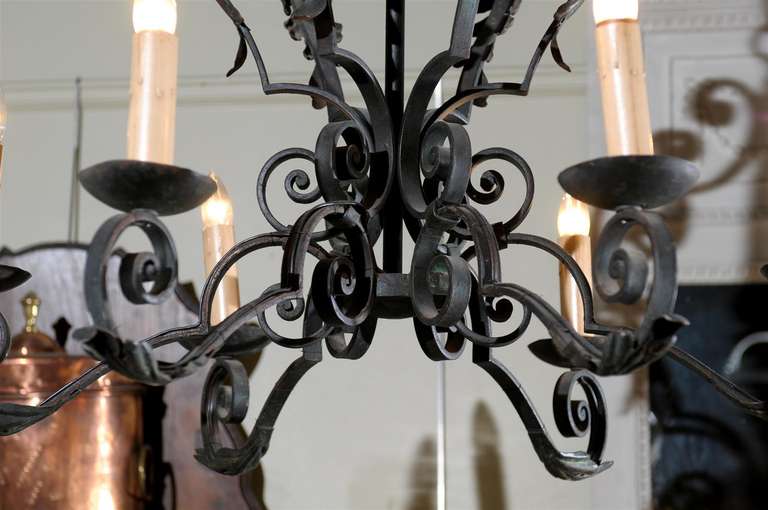 Six Light French Iron Chandelier 3
