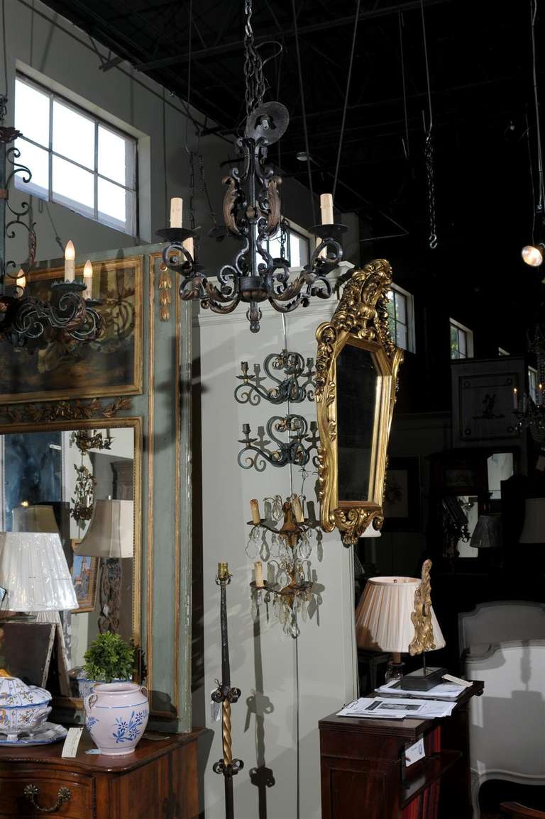 Early 20th Century 4-Light French Iron Chandelier 1