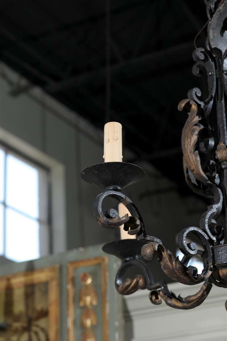 Early 20th Century 4-Light French Iron Chandelier 2