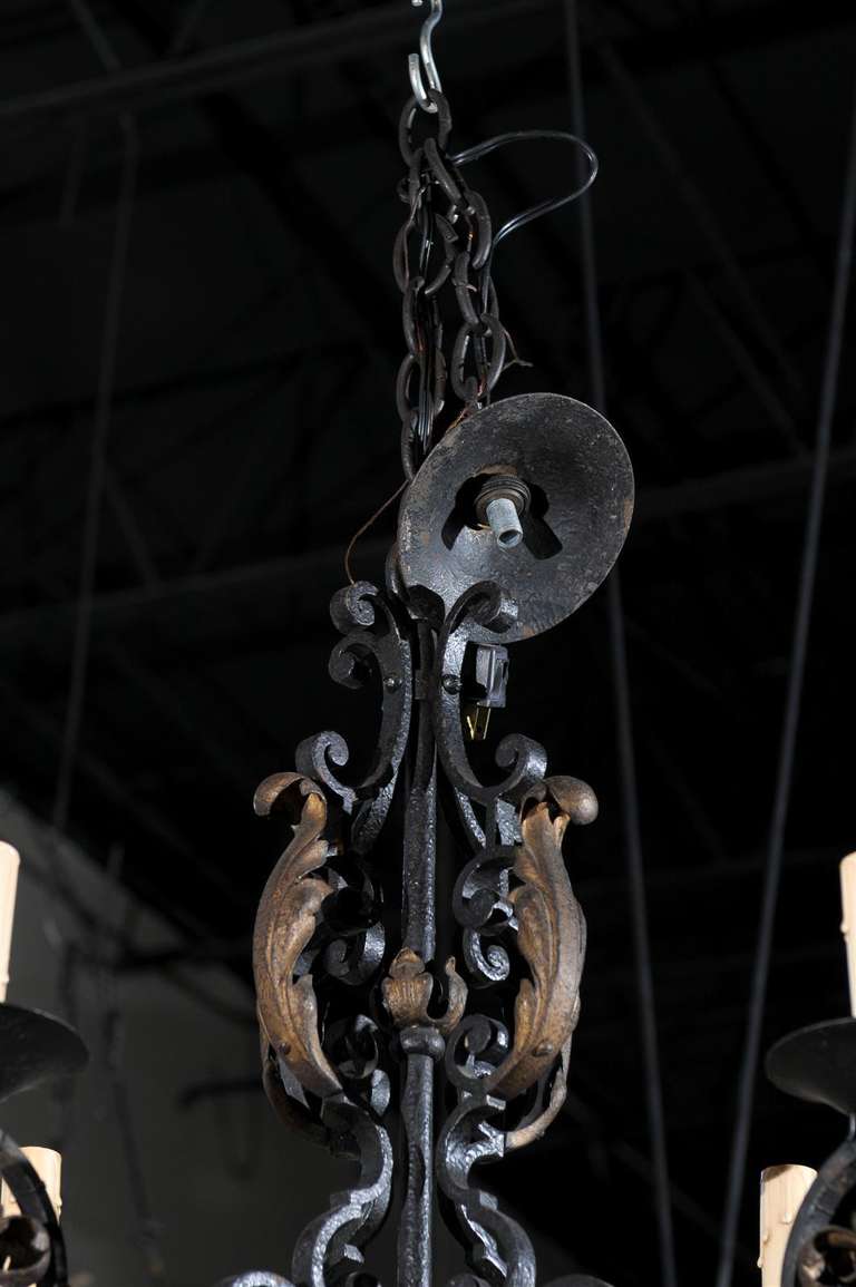 Early 20th Century 4-Light French Iron Chandelier 3