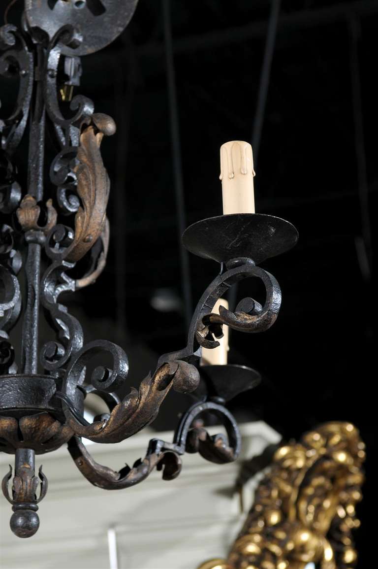 Early 20th Century 4-Light French Iron Chandelier 4