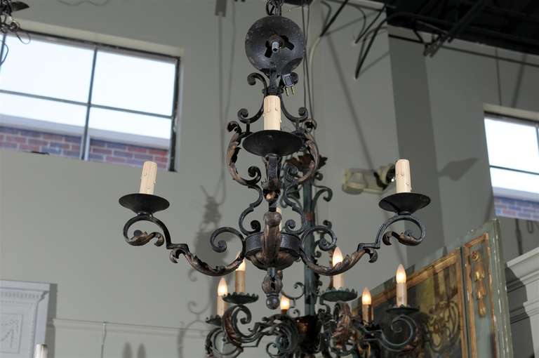 Early 20th Century 4-Light French Iron Chandelier 5