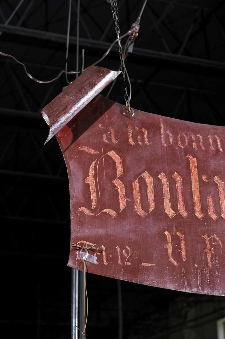 French Large Size Red Painted Metal Boulangerie Hanging Trade Sign 1