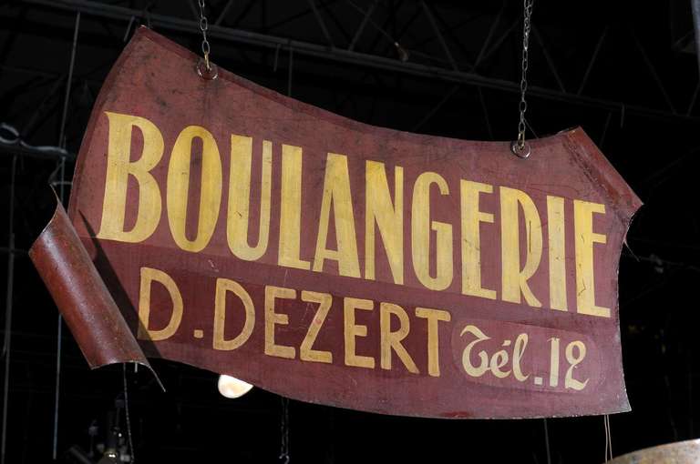 French Large Size Red Painted Metal Boulangerie Hanging Trade Sign 3