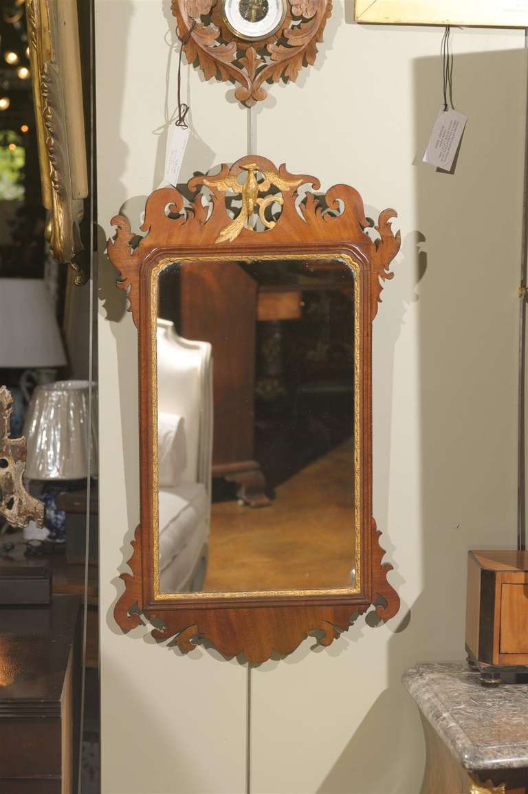 Mahogany Fret Framed Wall Mirror In Excellent Condition For Sale In Atlanta, GA
