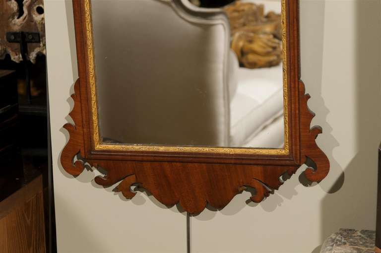 Mahogany Fret Framed Wall Mirror For Sale 2