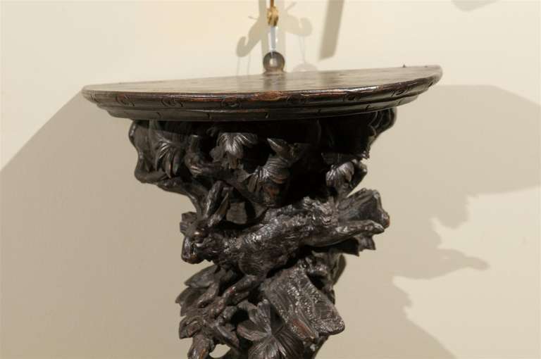 19th Century Black Forest Carved Bracket with a Hare