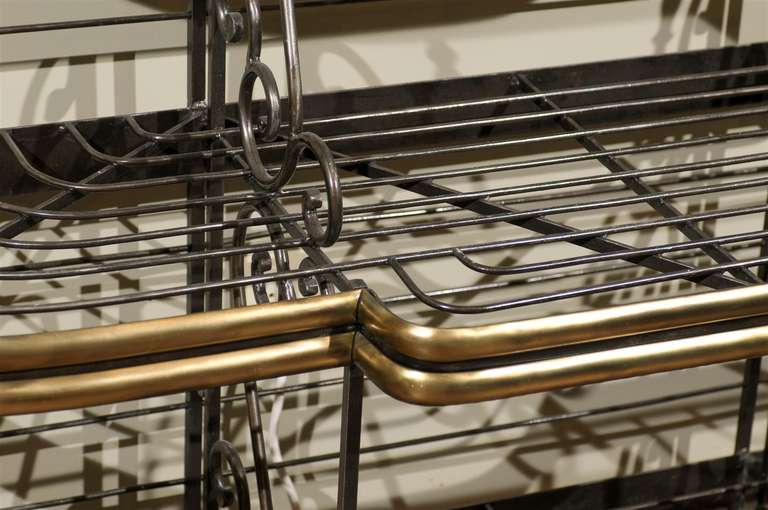 20th Century Elegant French Iron & Brass Bakers Rack