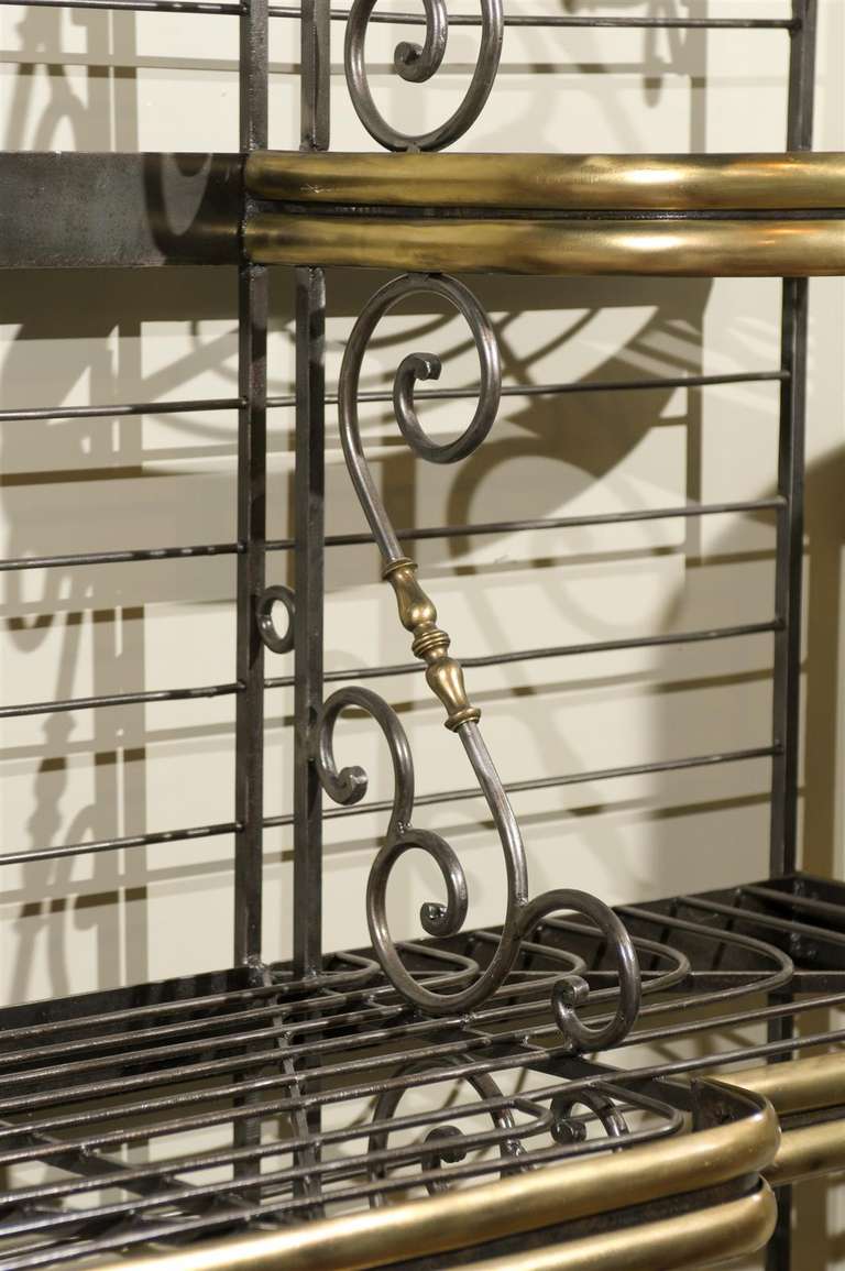 Elegant French Iron & Brass Bakers Rack 1
