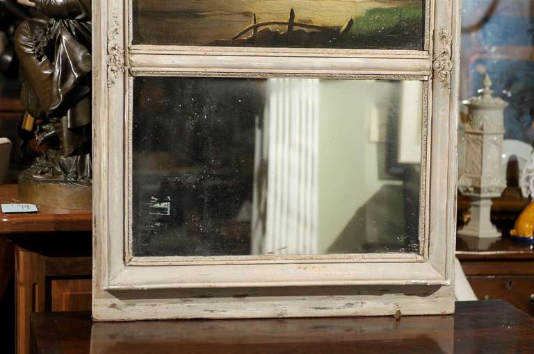 19th Century Painted Trumeau with Pastoral Scene on Canvas
