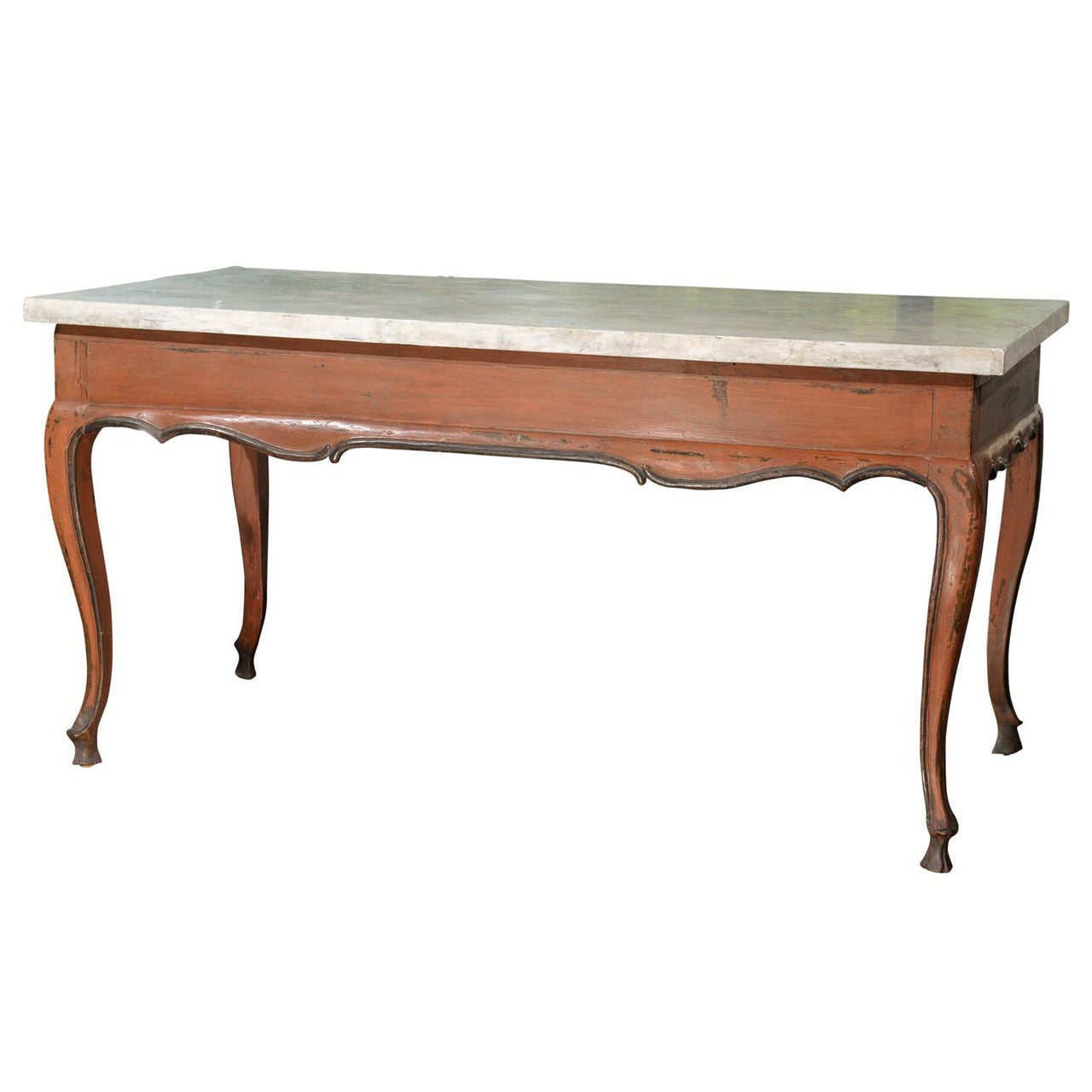Louis XV Provincal Painted Center Table with Cabriole Legs For Sale