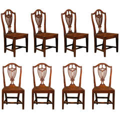 Set of Eight Fruitwood Country Dining Chairs