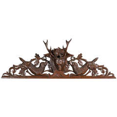 French Carved Dog and Stag Pediment