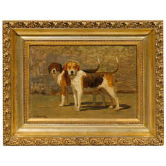 "Two Hunting Dogs in a Field"