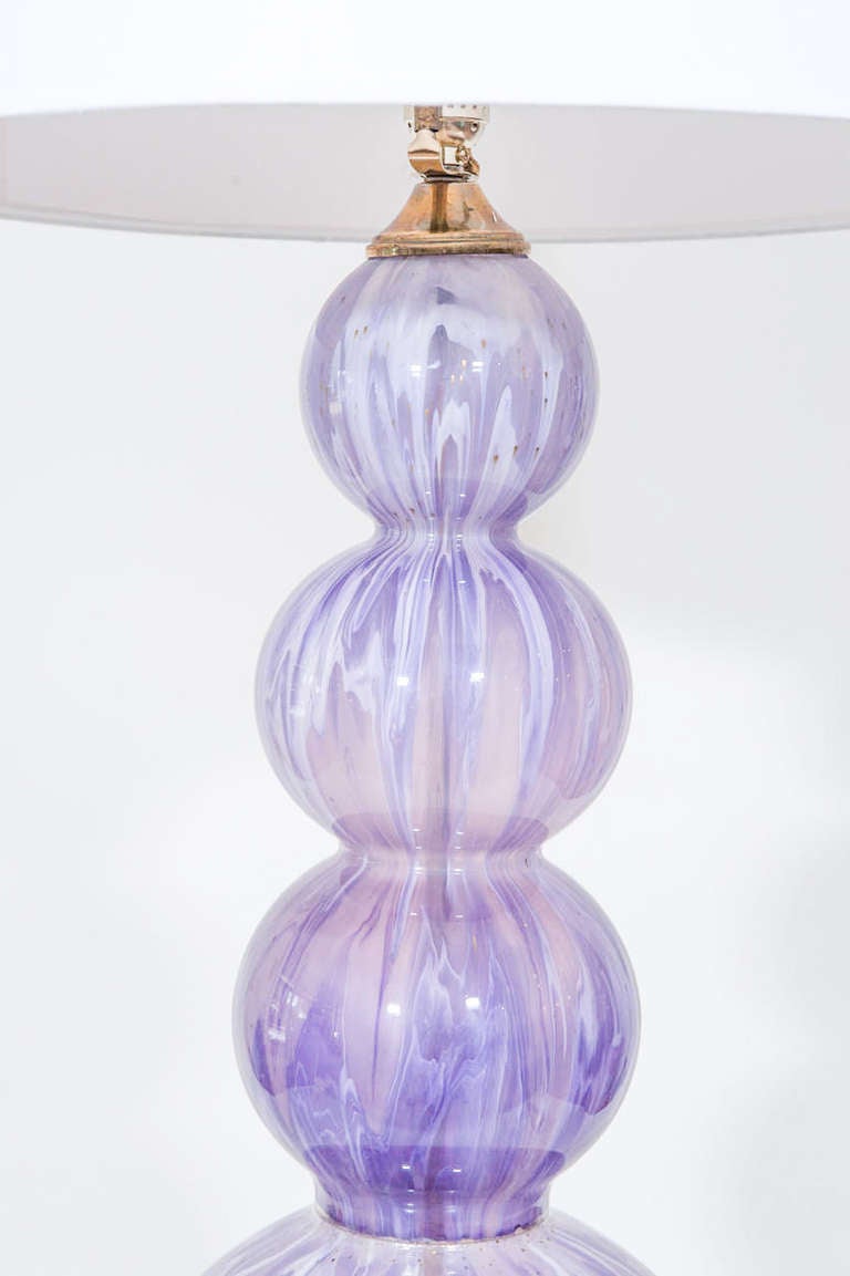 American Murano Style Lavender Colored Lamp