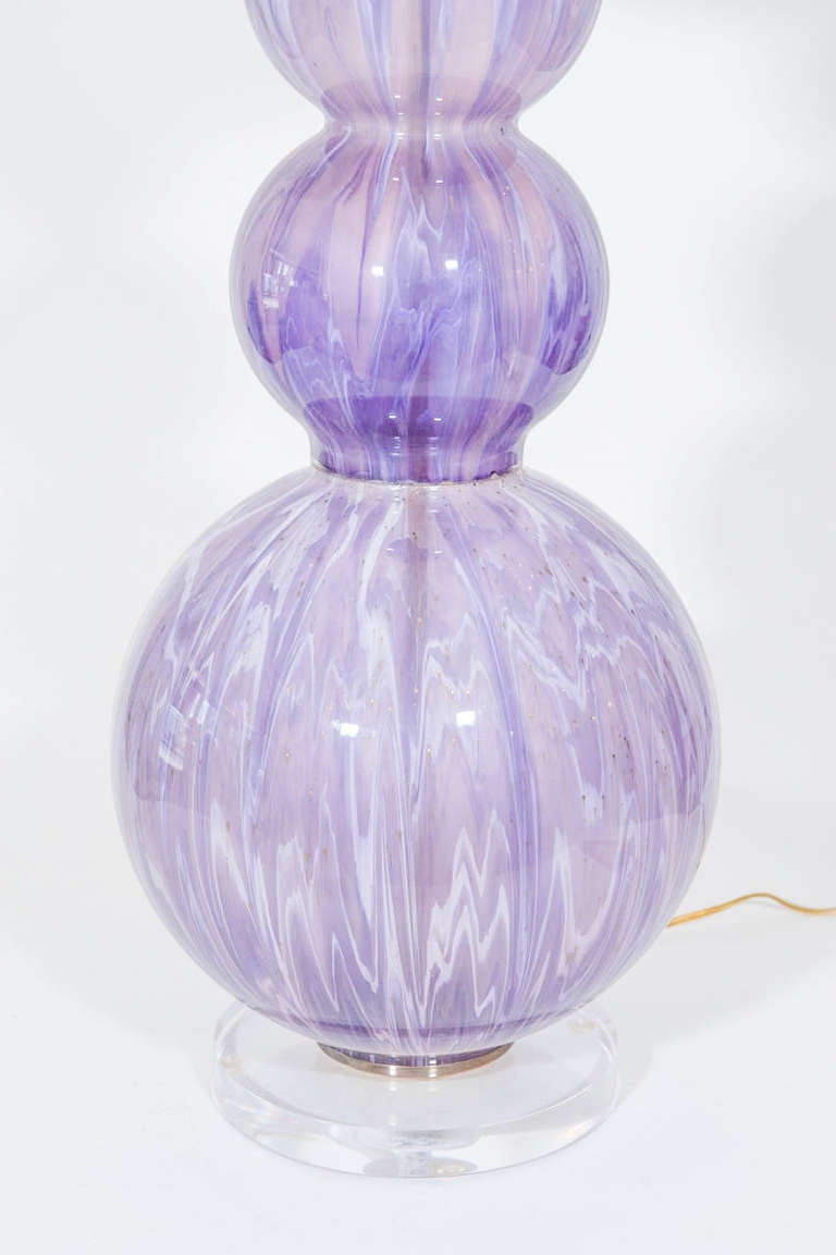 Murano Style Lavender Colored Lamp In Excellent Condition In Toronto, ON