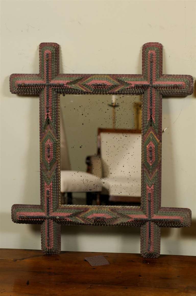Pair of 20th Century Tramp Art Frames with Mirrors 1
