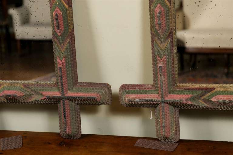 Pair of 20th Century Tramp Art Frames with Mirrors 4