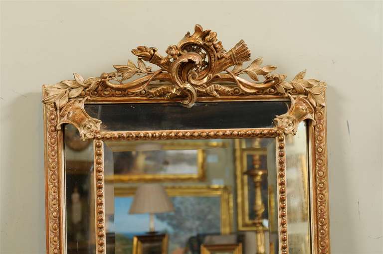 19th Century French Gilt Cushion Mirror