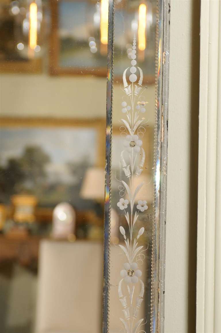 19th Century Large Incised Glass Venetian Rectangular Mirror 3