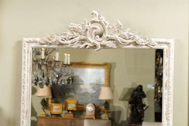 19th Century Mercury Glass Mirror with Carved Frame