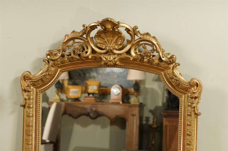 19th Century Napoleon III Giltwood Mirror with Crest