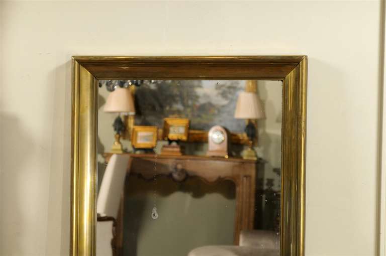 20th Century Antique Brass Framed Parisian Bistro Mirror