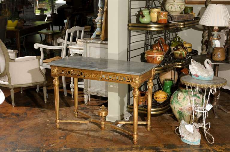 French Early 19th Century Carved Giltwood and Gesso Side Table
